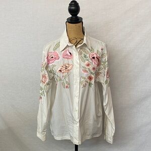 Vintage Together Floral Embroidered Button-Up Shirt